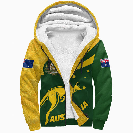 Clothing Australia Coat Of Arms Active Sport Pattern Gold Sherpa Hoodies