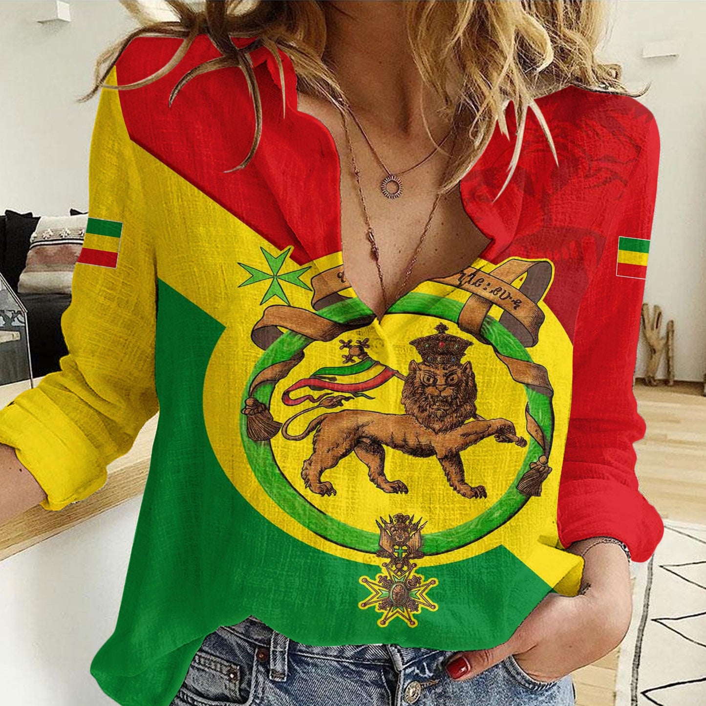 Clothing Ethiopia Lion Haile Selassie Women Casual Shirt