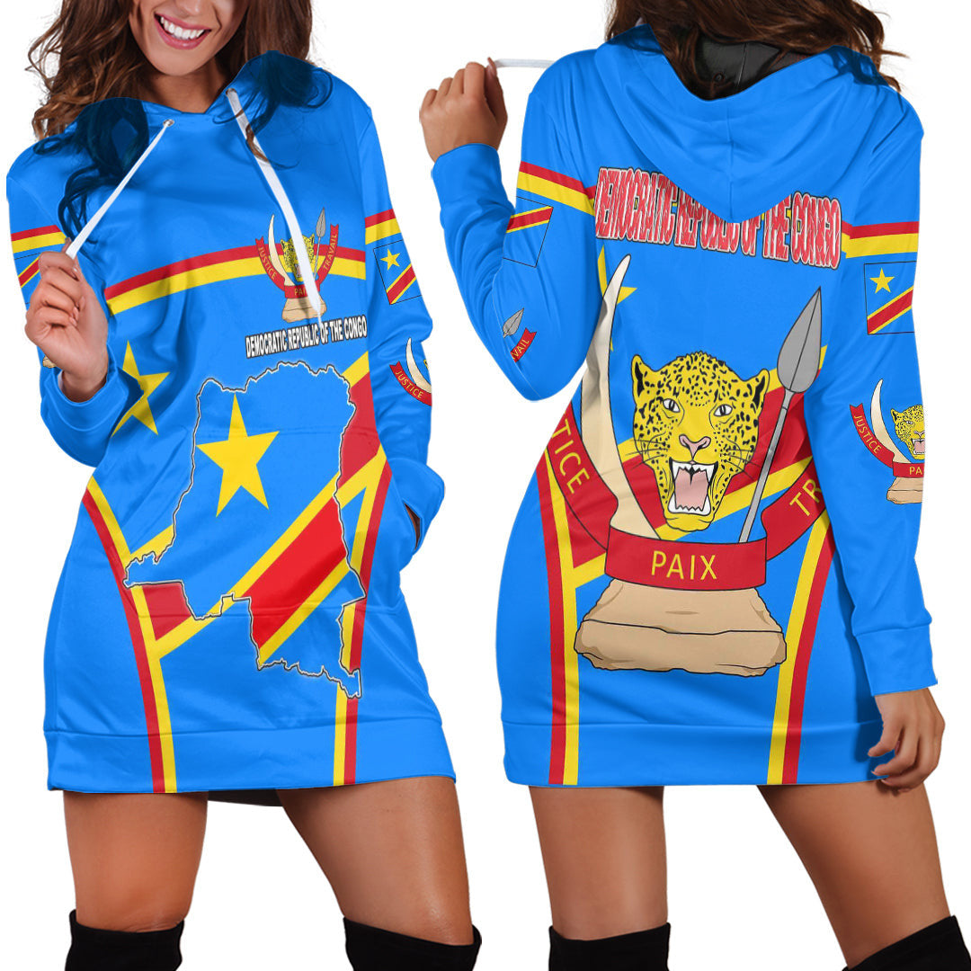 Clothing Democratic Republic of the Congo Active Flag Hoodie Dress