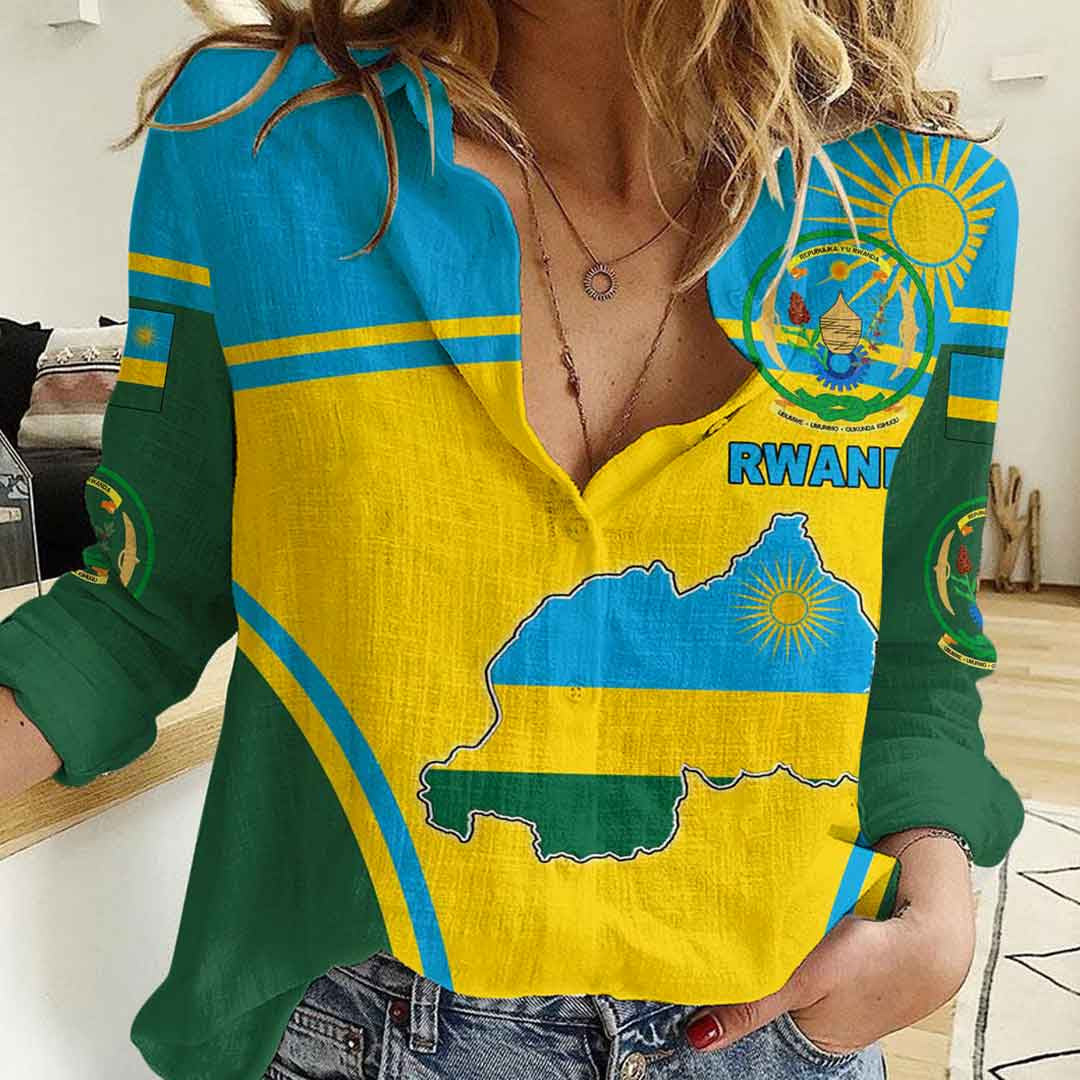 Clothing Rwanda Active Flag Women Casual Shirt