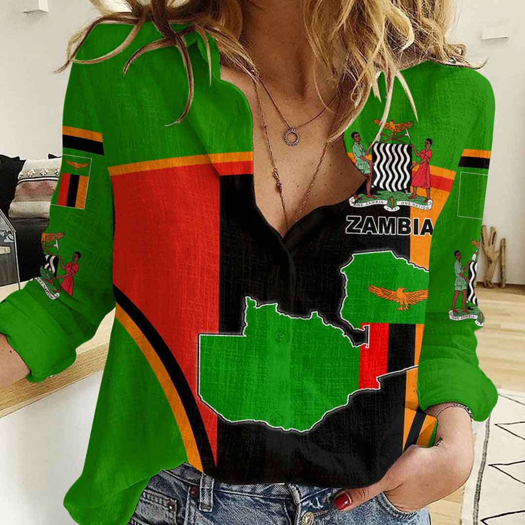 Clothing Zambia Active Flag Women Casual Shirt