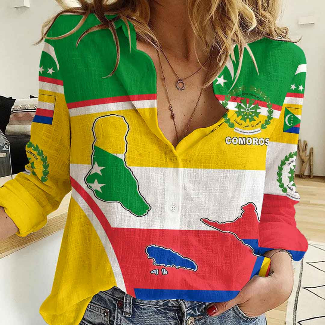 Clothing Comoros Active Flag Women Casual Shirt