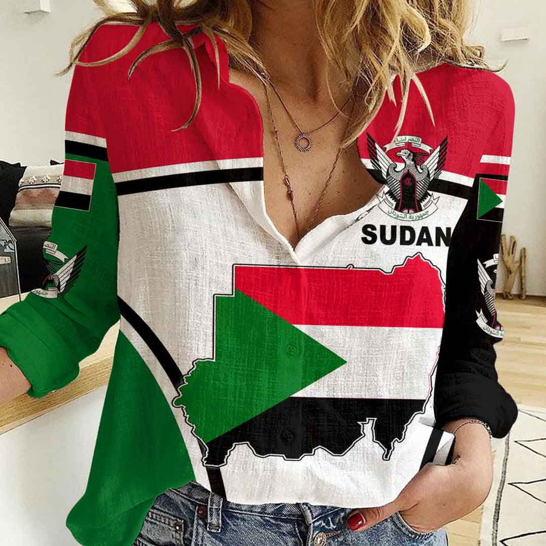 Clothing Sudan Active Flag Women Casual Shirt