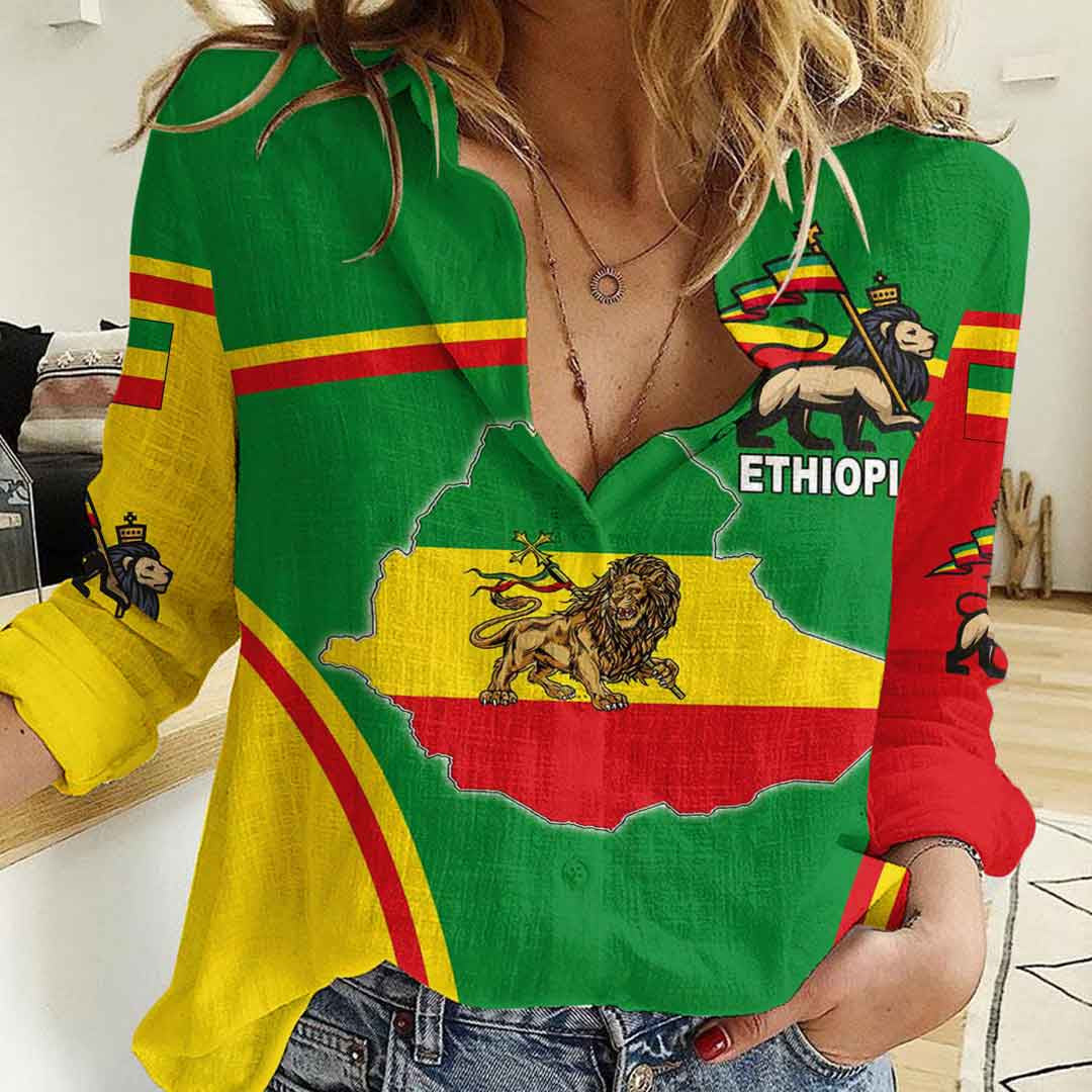 Clothing Ethiopia Active Flag Women Casual Shirt