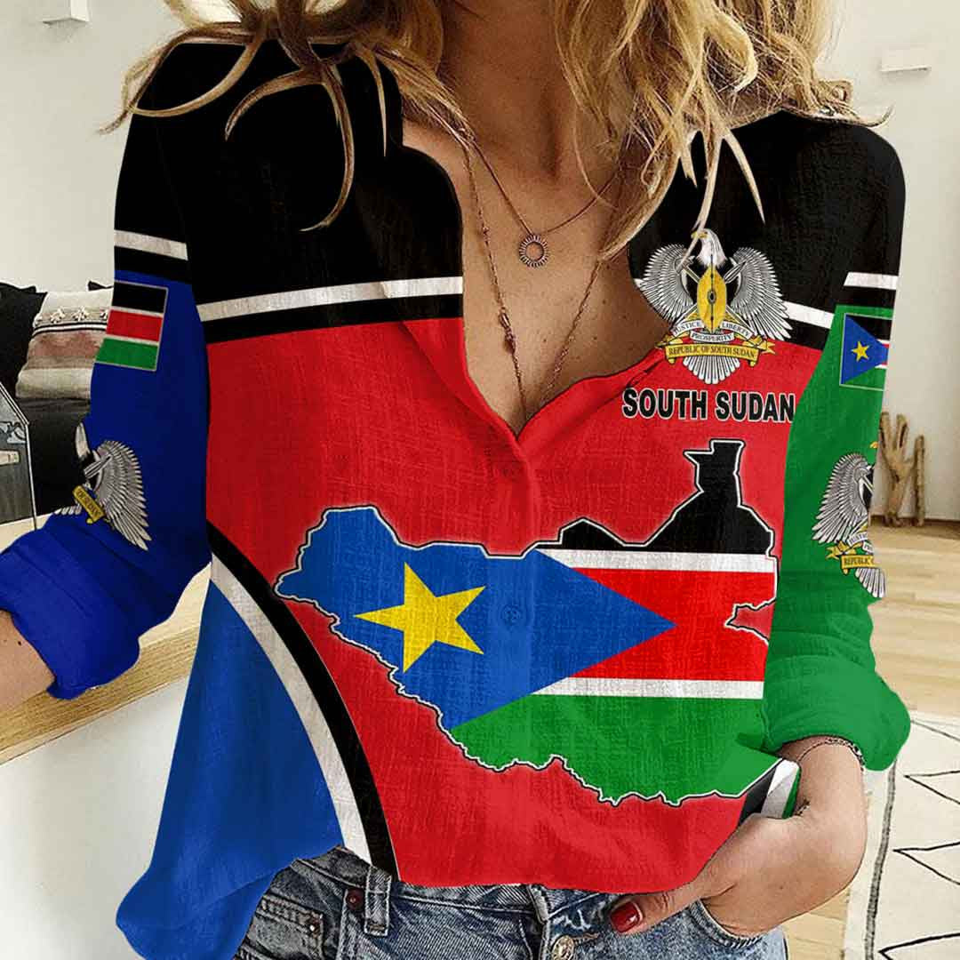 Clothing South Sudan Active Flag Women Casual Shirt