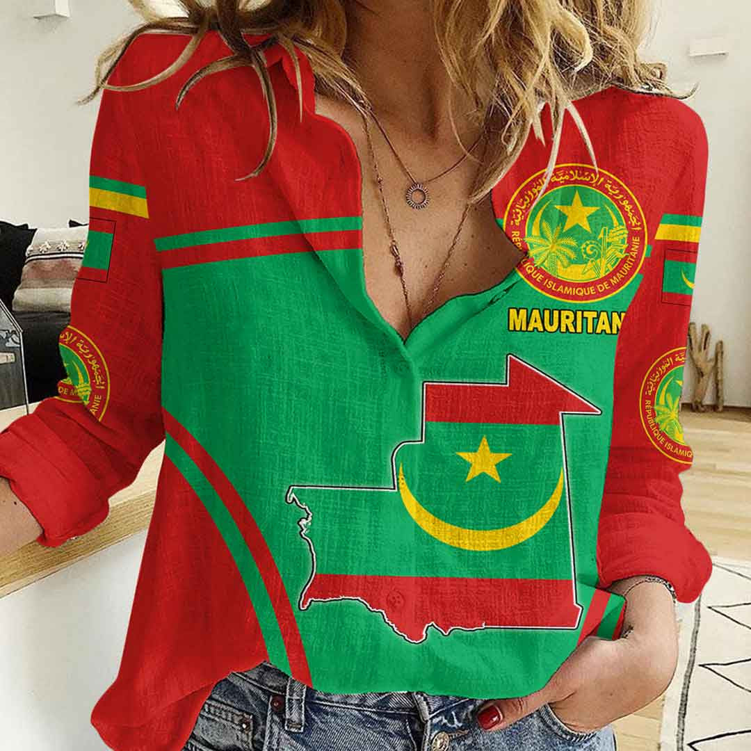Clothing Mauritania Active Flag Women Casual Shirt