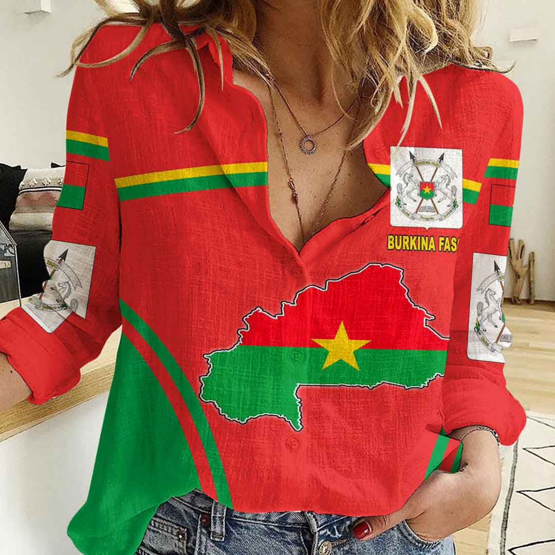 Clothing Burkina Faso Active Flag Women Casual Shirt