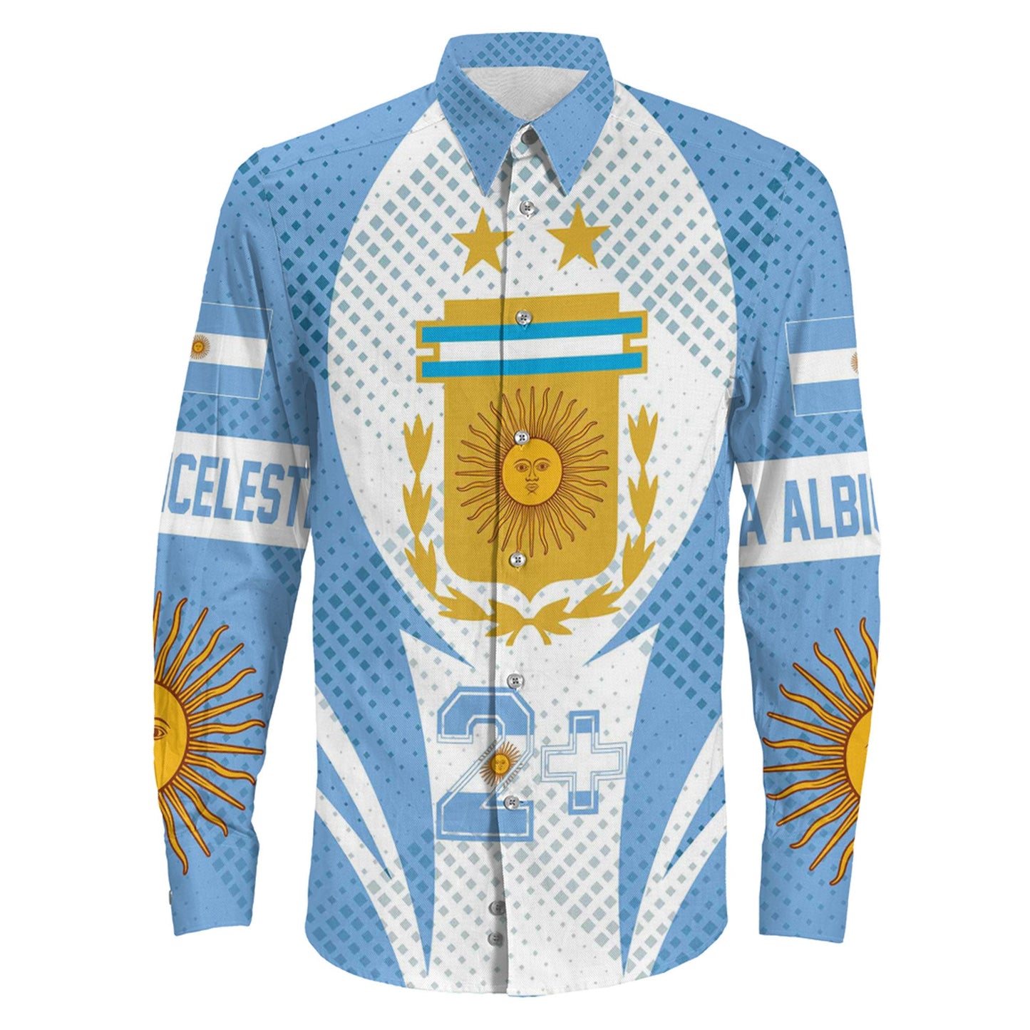 Clothing Argentina Action Flag Sporty Style Long Sleeve Button Shirt