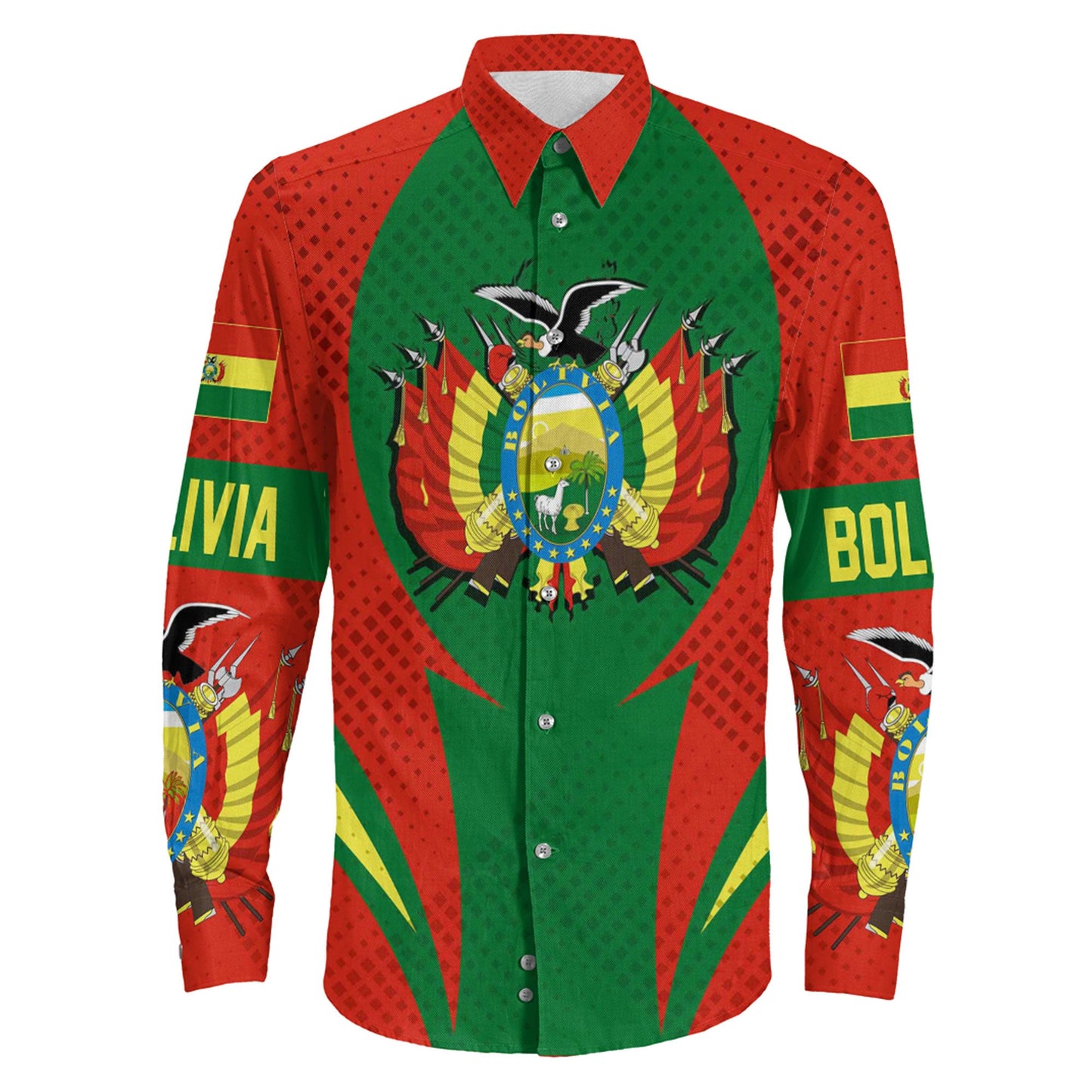 Clothing Bolivia Action Flag Sporty Style Long Sleeve Button Shirt