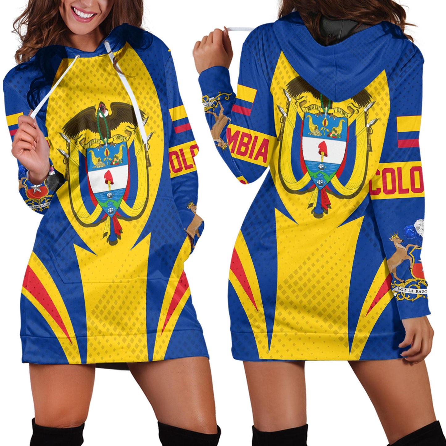 Clothing Colombia Action Flag Sporty Style Hoodie Dress