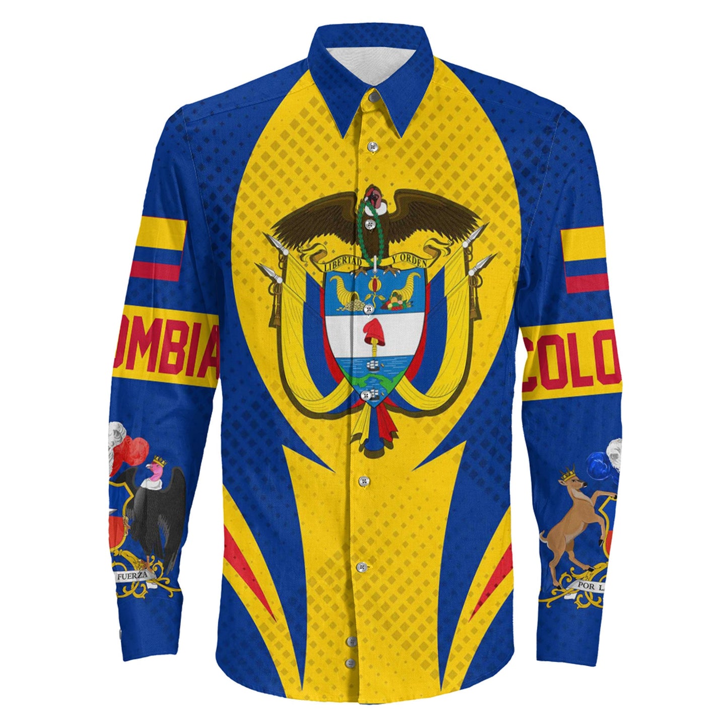 Clothing Colombia Action Flag Sporty Style Long Sleeve Button Shirt
