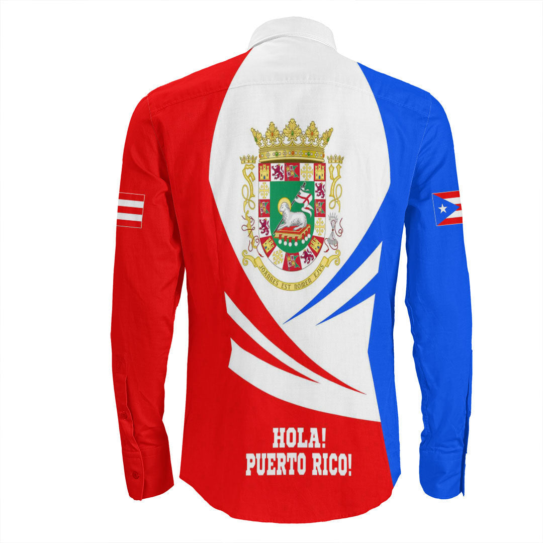 Clothing Puerto Rico Bincjou Coat Of Arms Long Sleeve Button Shirt
