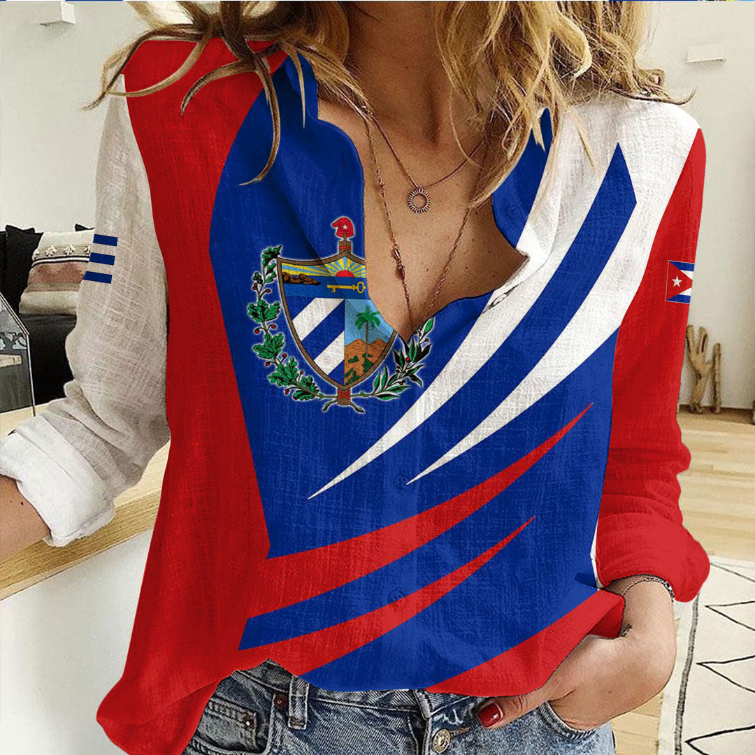 Clothing Cuba Bincjou Coat of Arms Women Casual Shirt