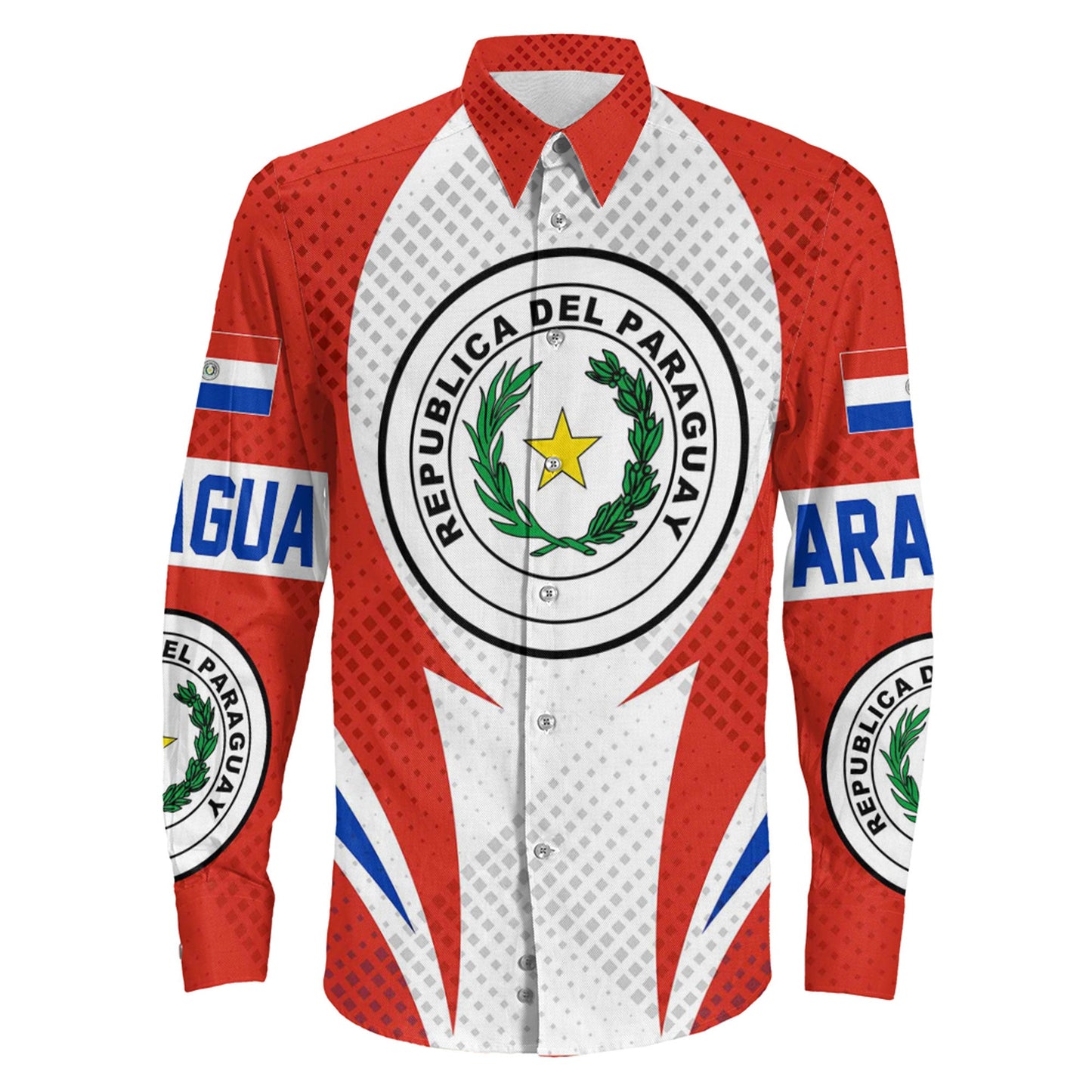 Clothing Praguay Active Flag Sporty Style Long Sleeve Button Shirt