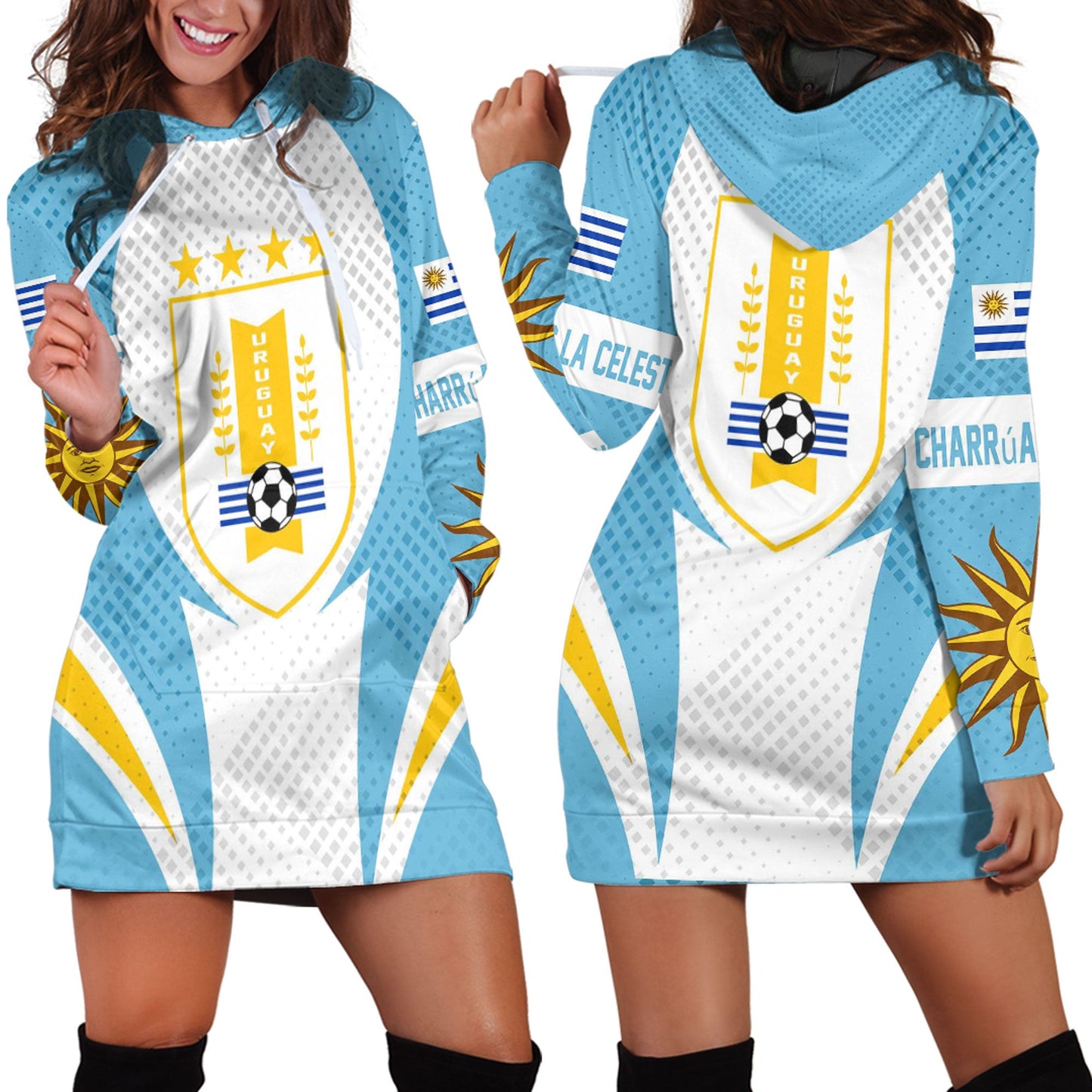 Clothing Uruguay Active Flag Sporty Style Hoodie Dress