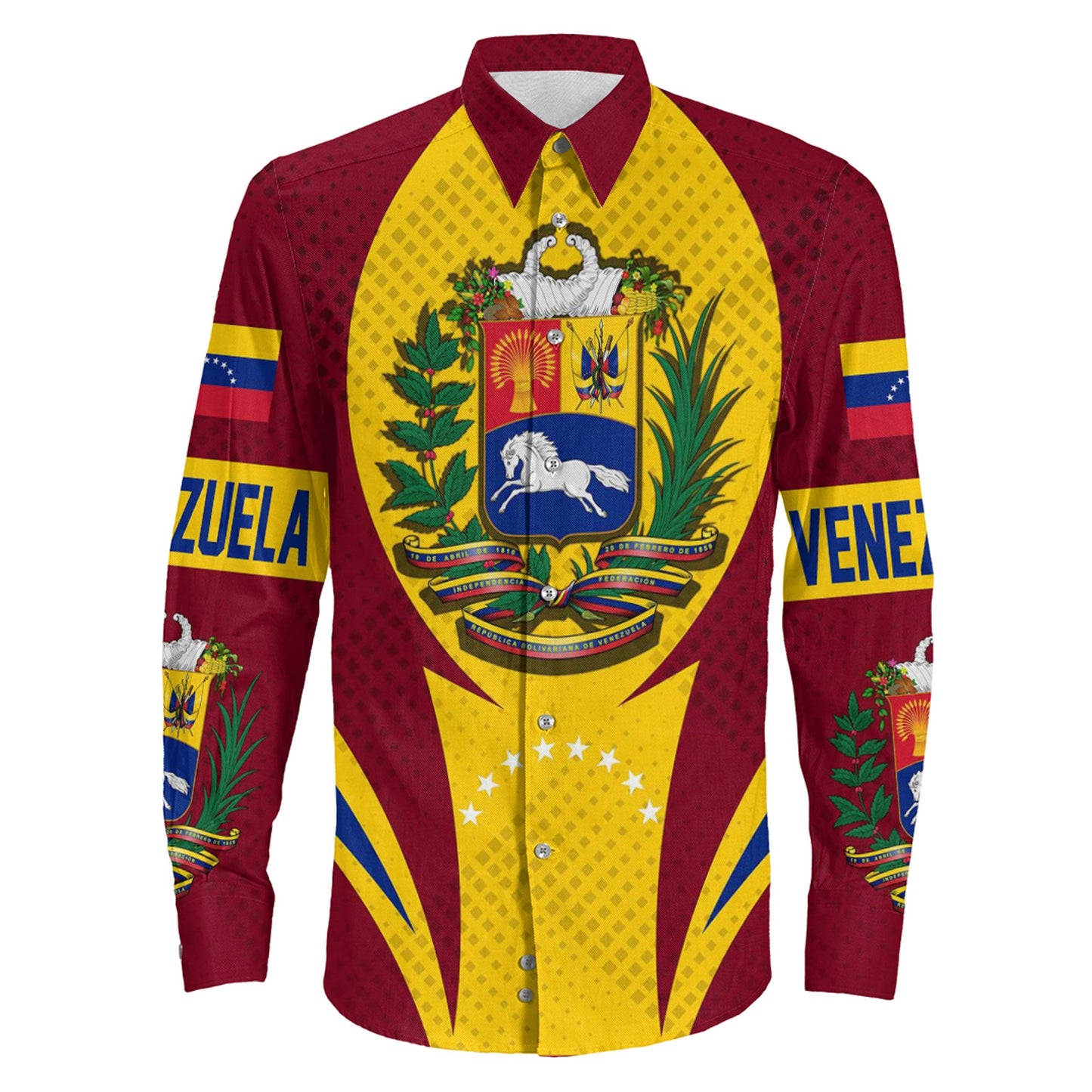 Clothing Venezuela Action Flag Spoty Style Long Sleeve Button Shirt