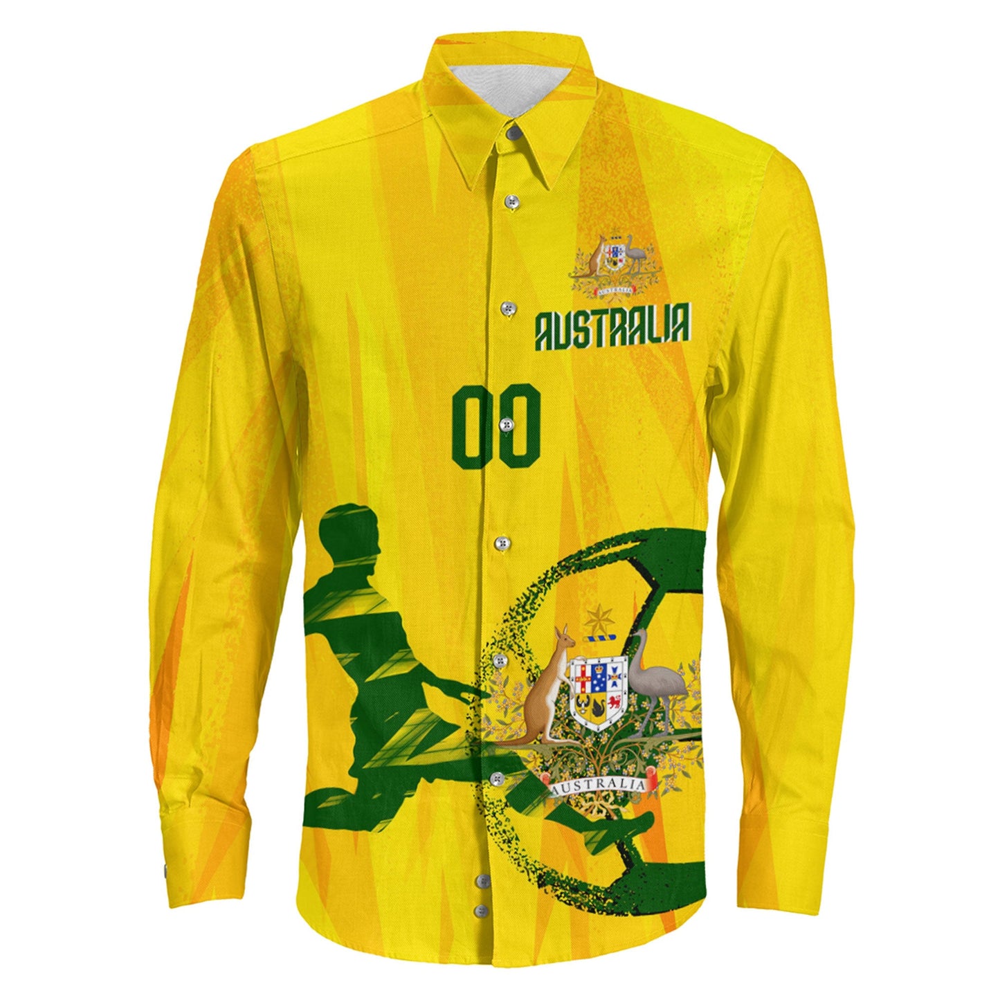 Clothing Custom Australia Football Fan Long Sleeve Button Shirt