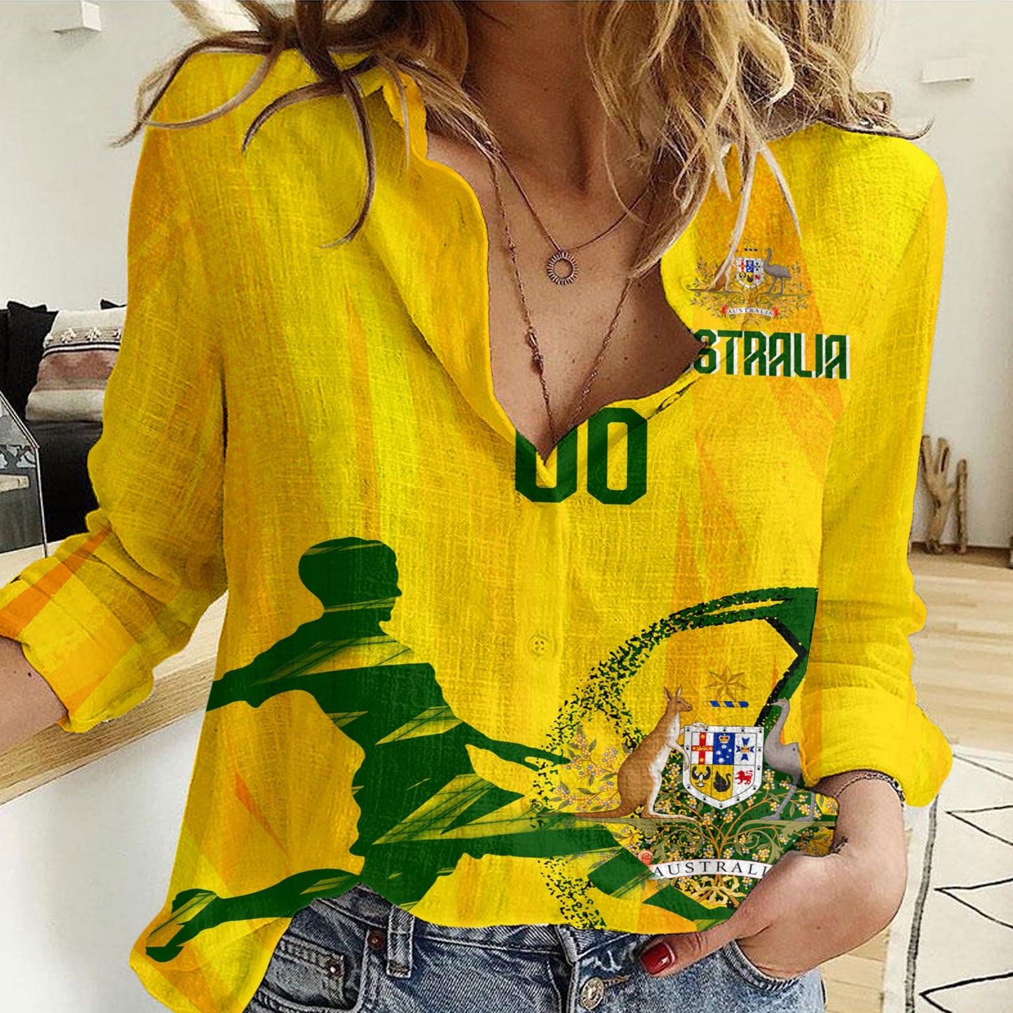 Clothing Custom Australia Football Fan Women Casual Shirt