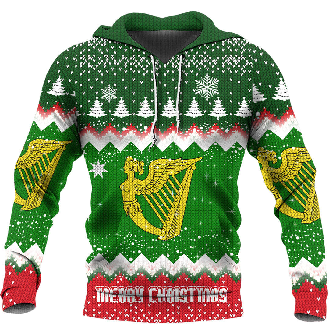 Xmas Clothing Australia Australian Irish Heritage Flag Merry Christmas Hoodie