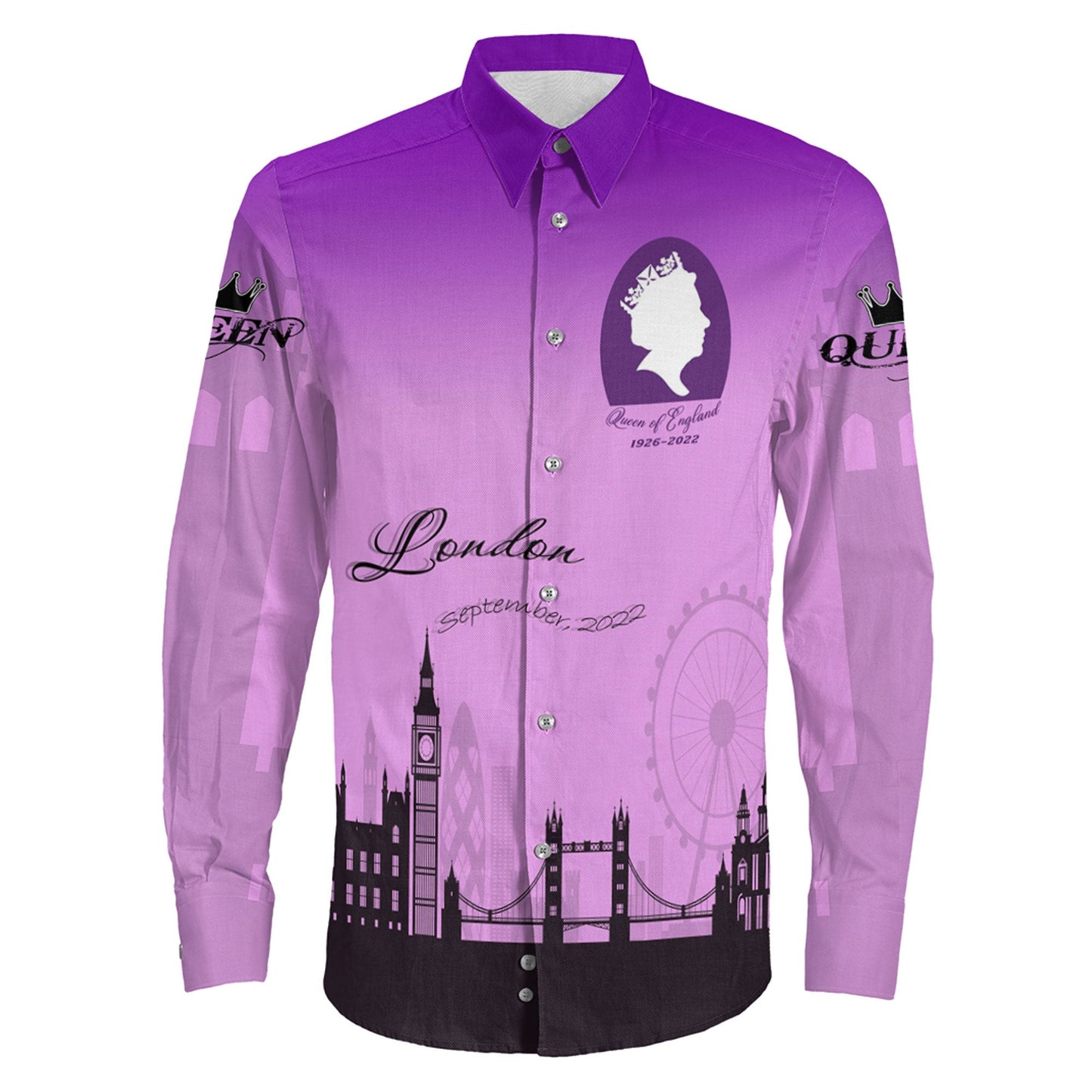 Clothing Queen Of England Purple Version Long Sleeve Button Shirt