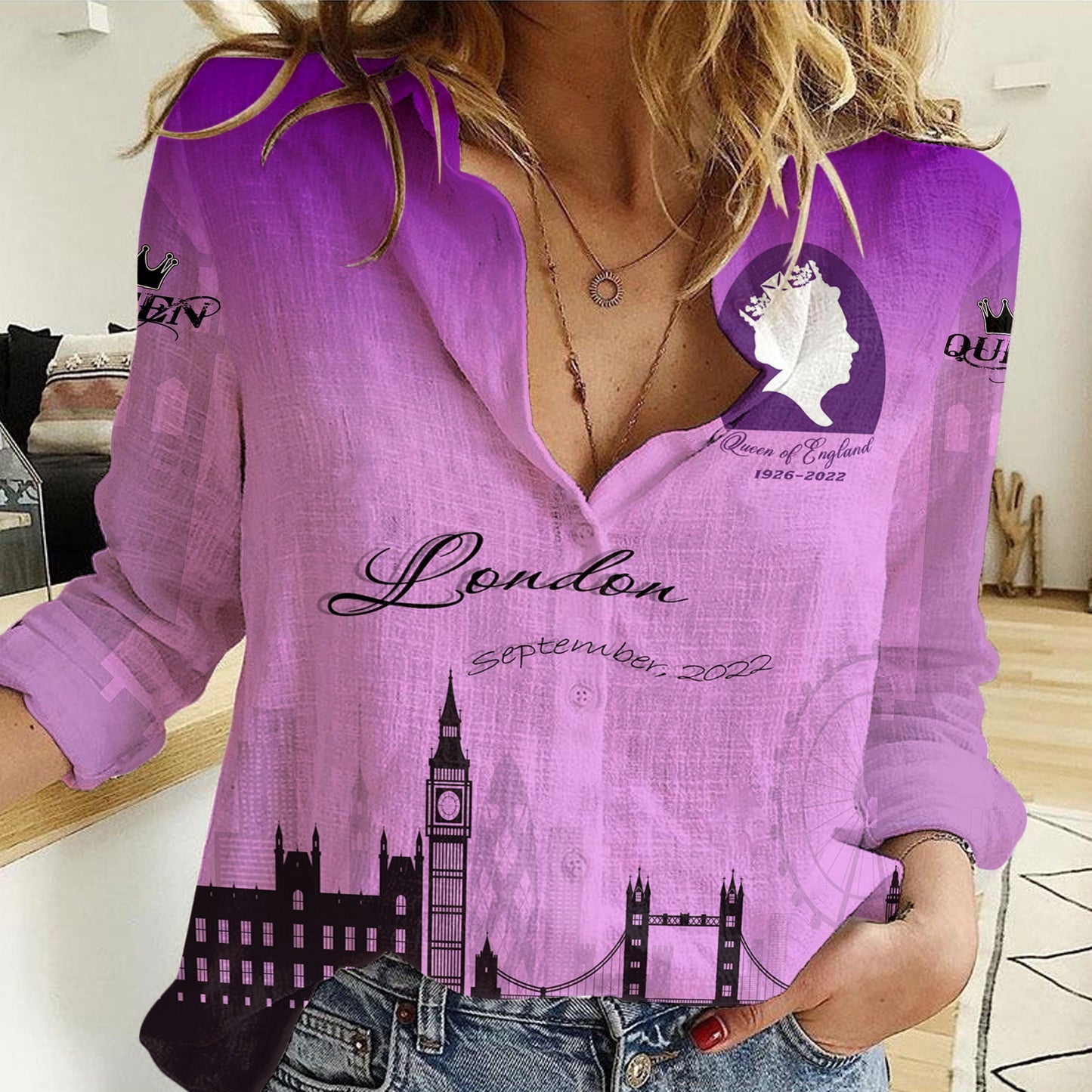 Clothing Queen Of England Purple Version Women Casual Shirt