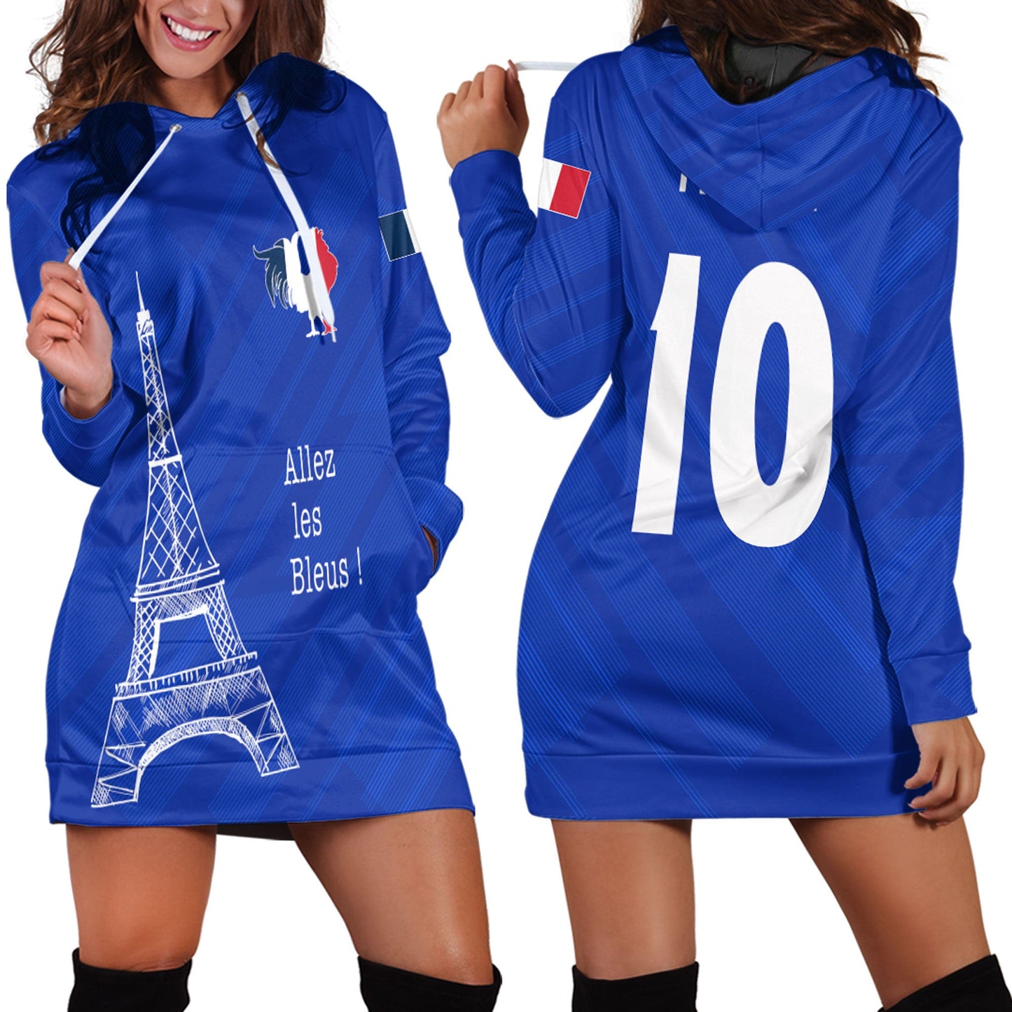 Clothing France Soccer Jersey Style Hoodie Dress