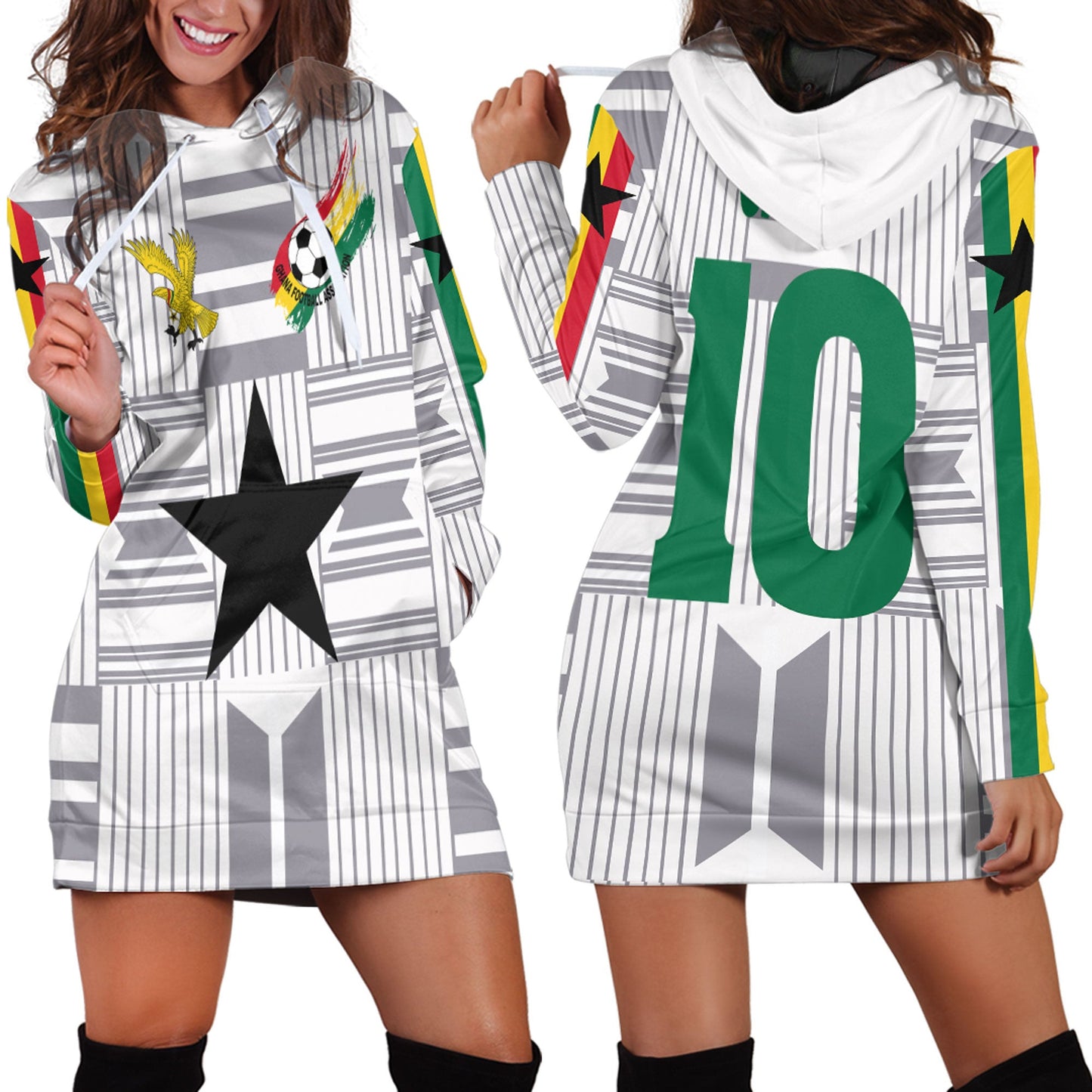 Clothing Ghana Soccer Jersey Style Hoodie Dress