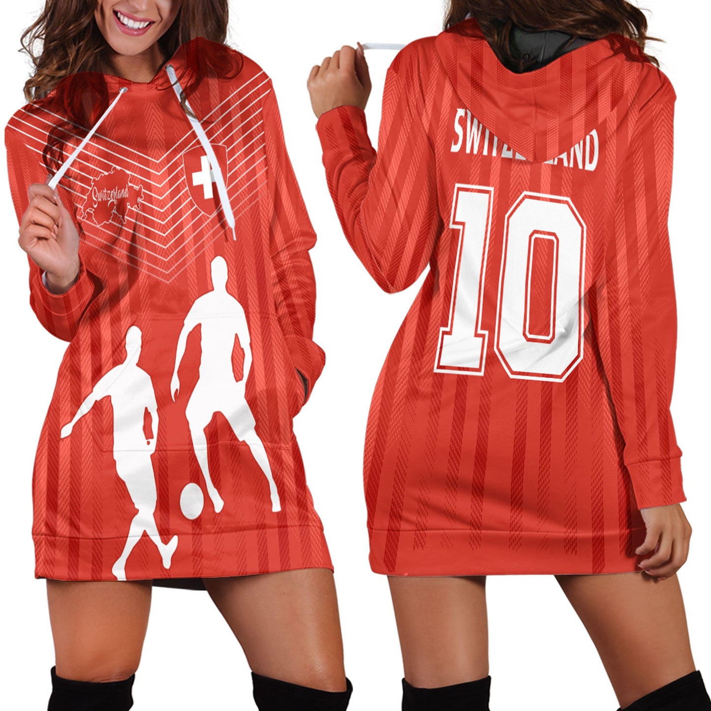 Clothing Switzerland Special Soccer Jersey Style Hoodie Dress