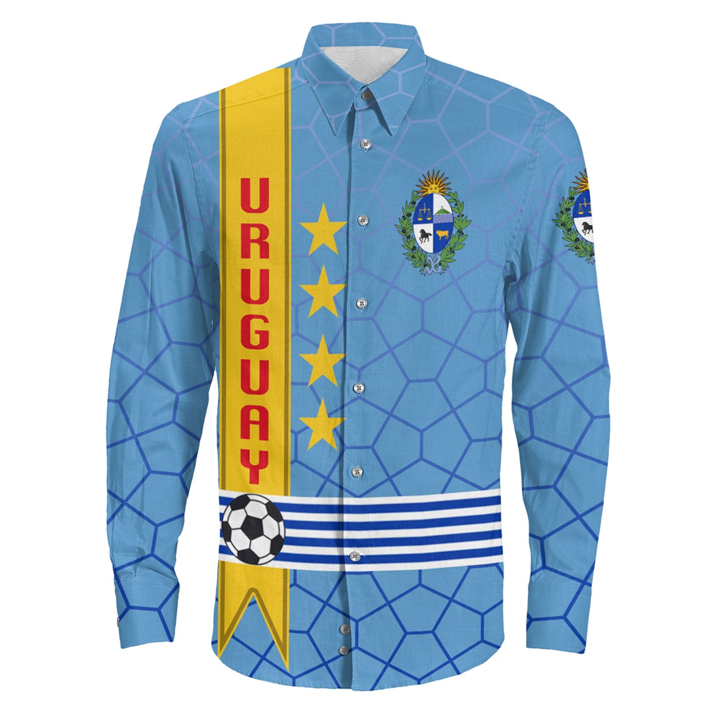 Clothing Uruguay Special Soccer Jersey Style Long Sleeve Button Shirt