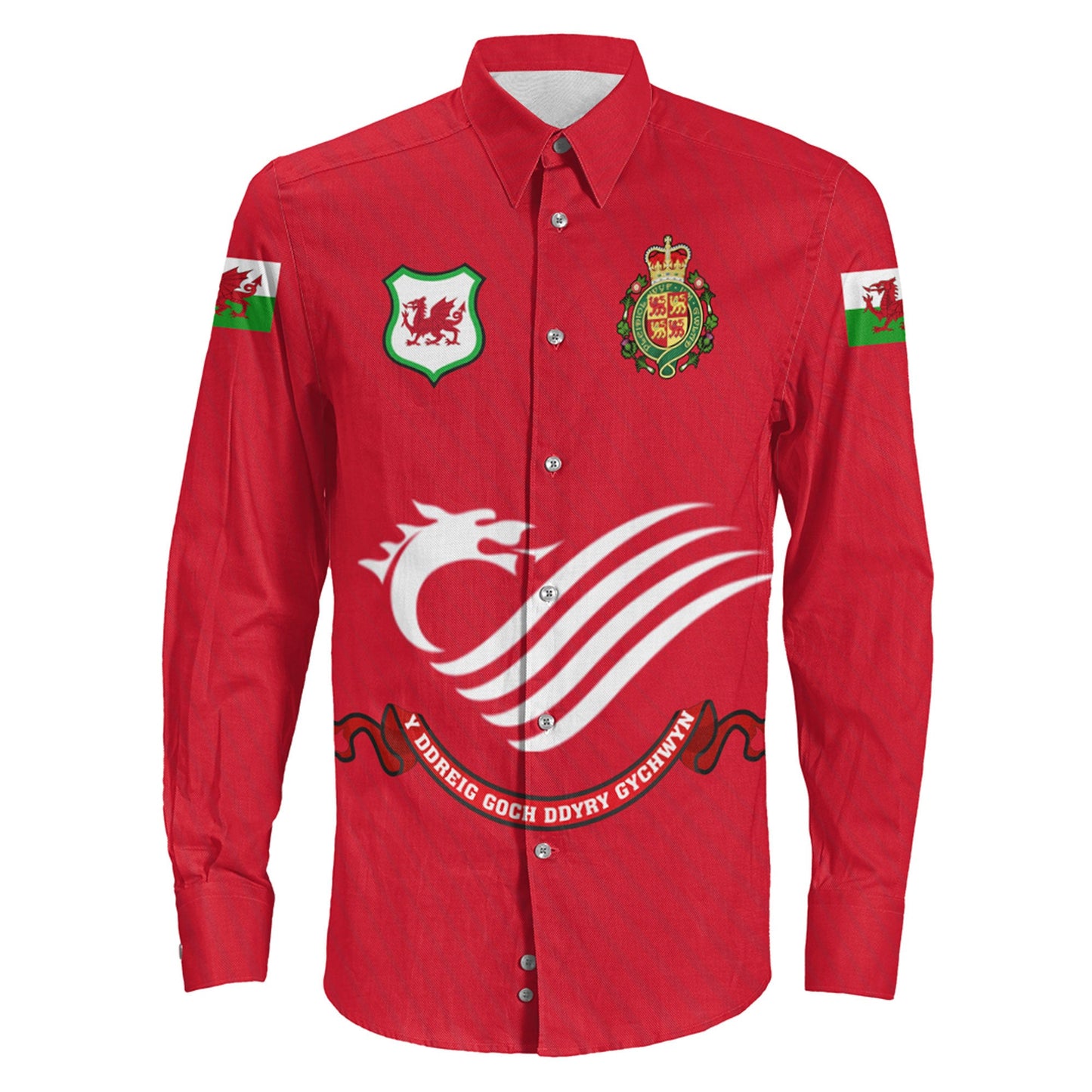Clothing Wales Special Soccer Jersey Style Long Sleeve Button Shirt