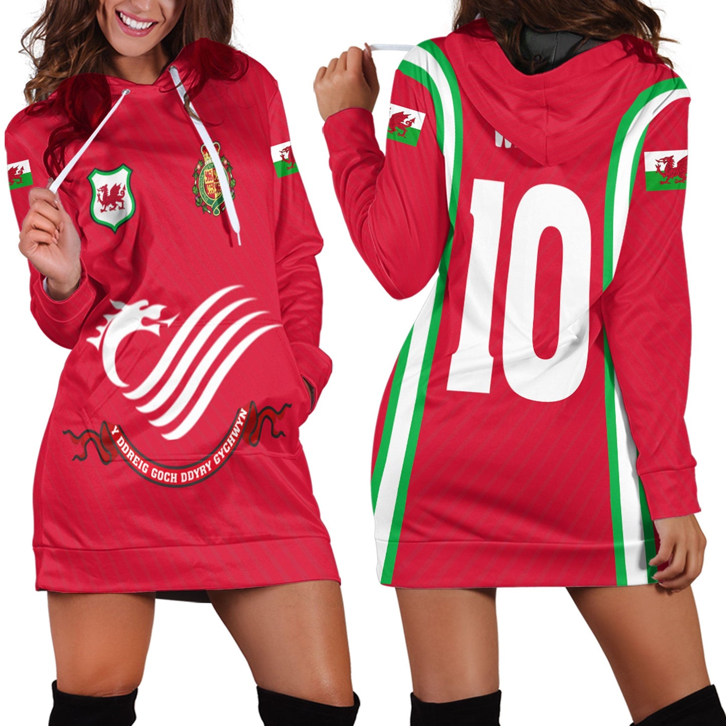 Clothing Wales Special Soccer Jersey Style Hoodie Dress