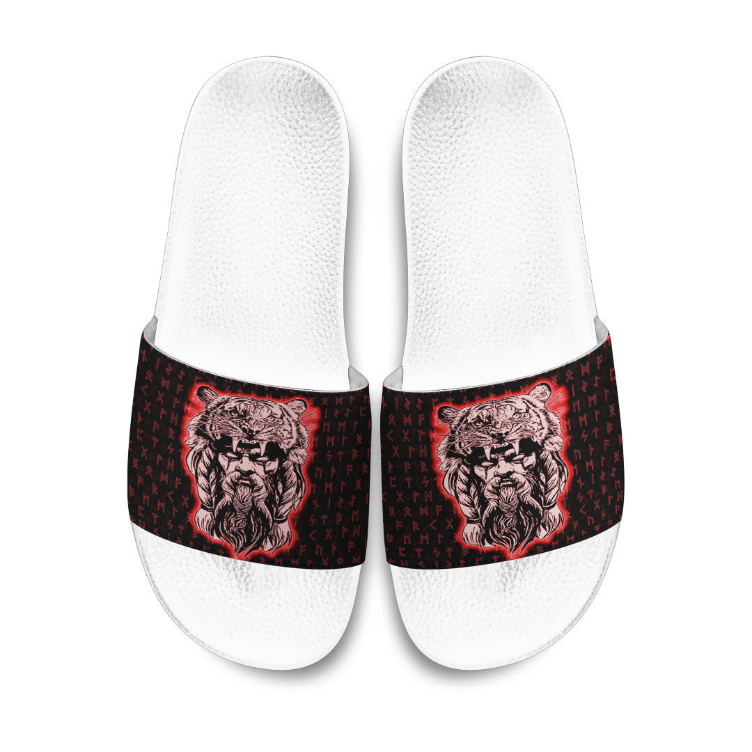 Slide Sandals Wolf Odin Viking Red Slide Sandals