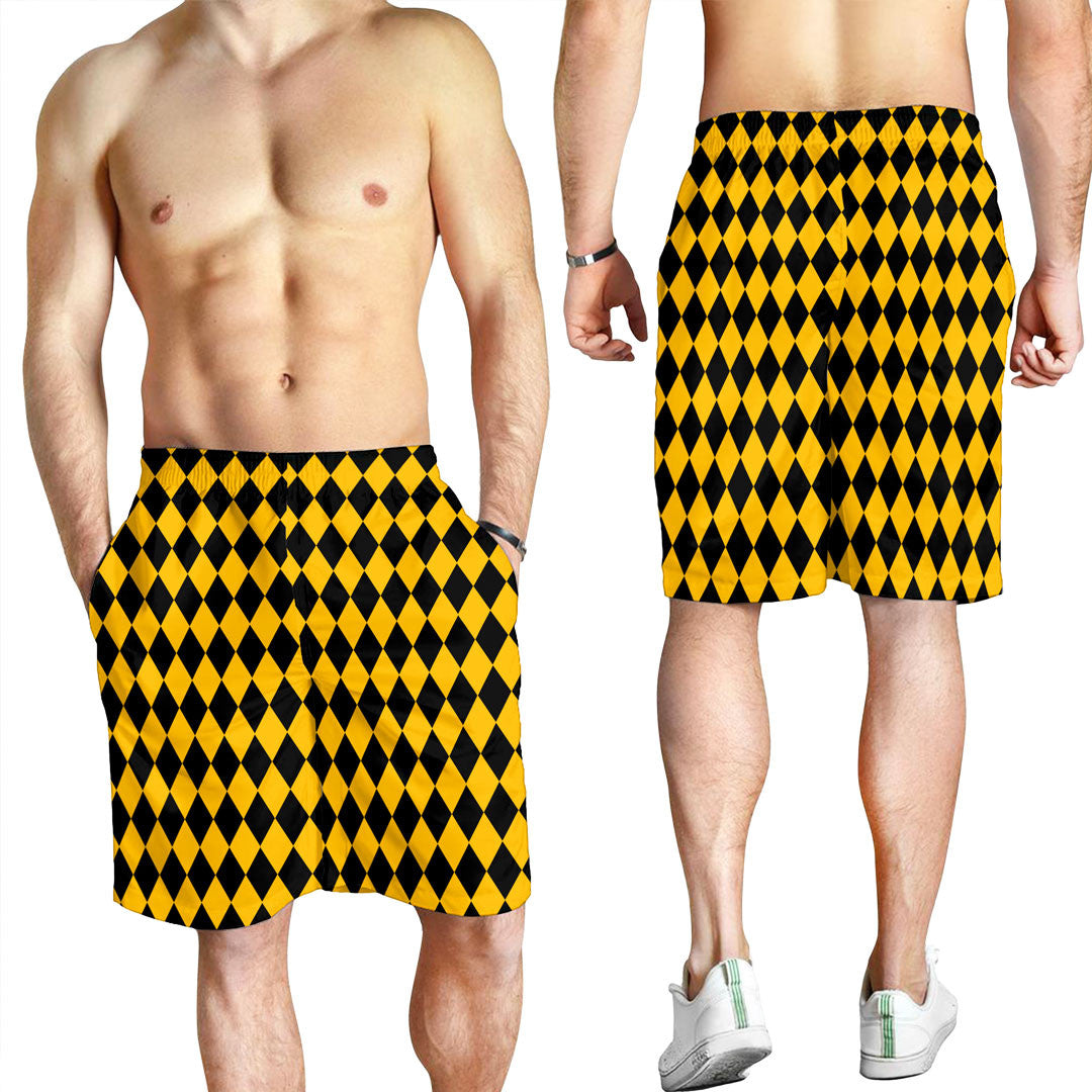 Clothing Argyle Black and Yellow Men Short