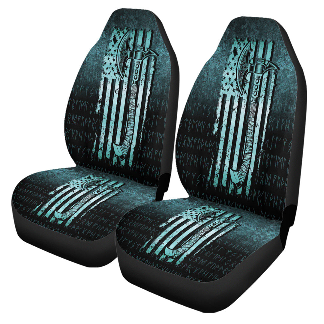 Car Seat Covers Usa Flag Viking Cool American Norsemen Cyan Version Car Seat Covers