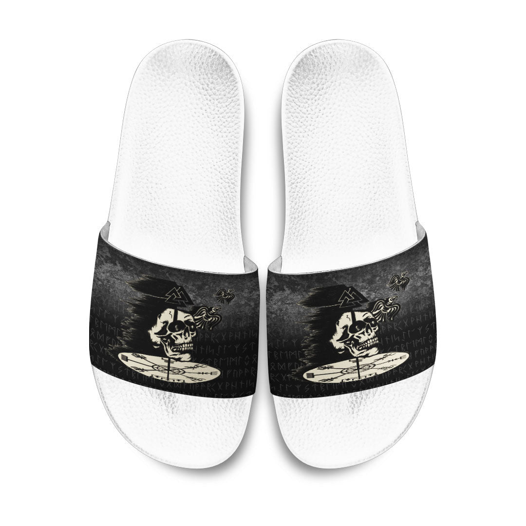 Slide Sandals Valhalla Skull Ravens Slide Sandals