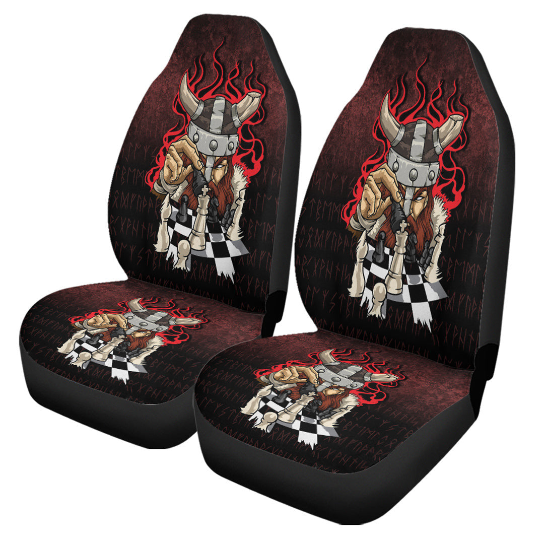 Car Seat Covers Brave Viking With Chessboard Chess Car Seat Covers