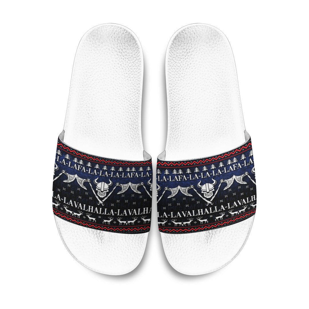 Slide Sandals Ugly Christmas Viking Fa La La La La Valhalla La Slide Sandals