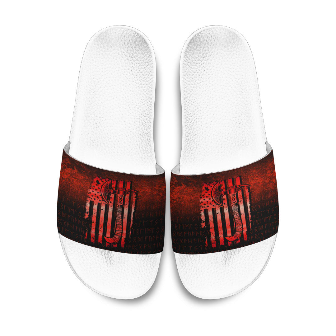 Slide Sandals USA Flag Viking Cool American Norsemen Red Version Slide Sandals