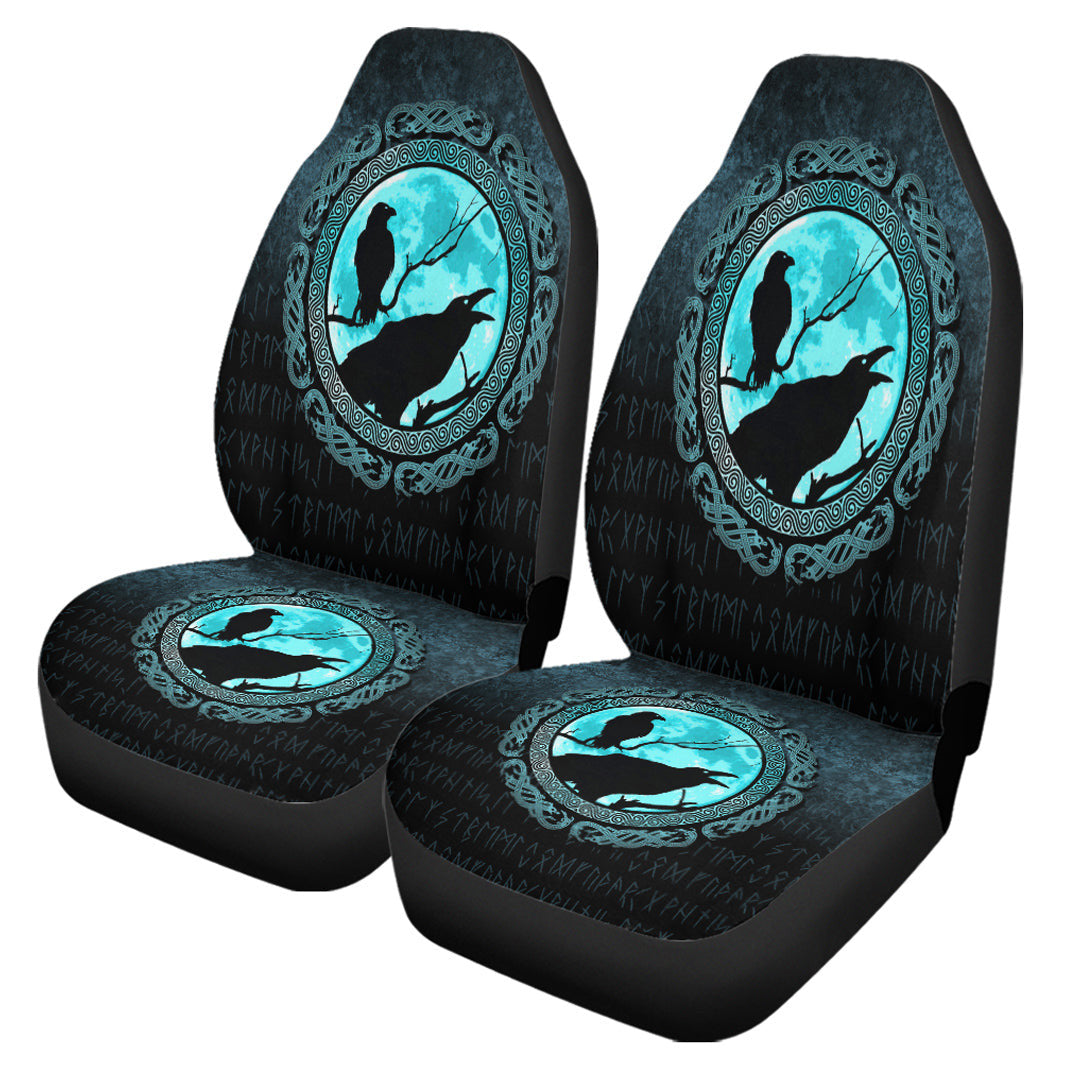 Car Seat Covers Vikings Huginn Muninn Odin’S Ravens Cyan Version Car Seat Covers