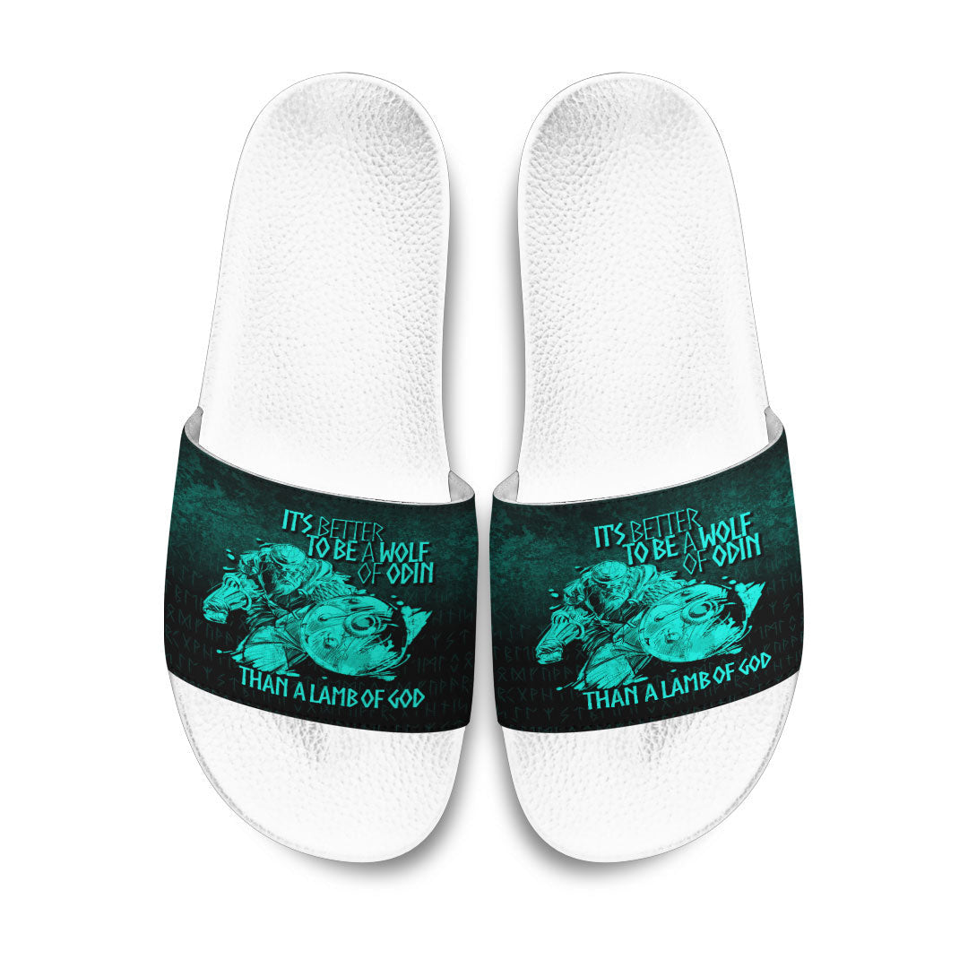 Slide Sandals It's Better To Be A Wolf Of Odin Than A Lamb Of God Slide Sandals