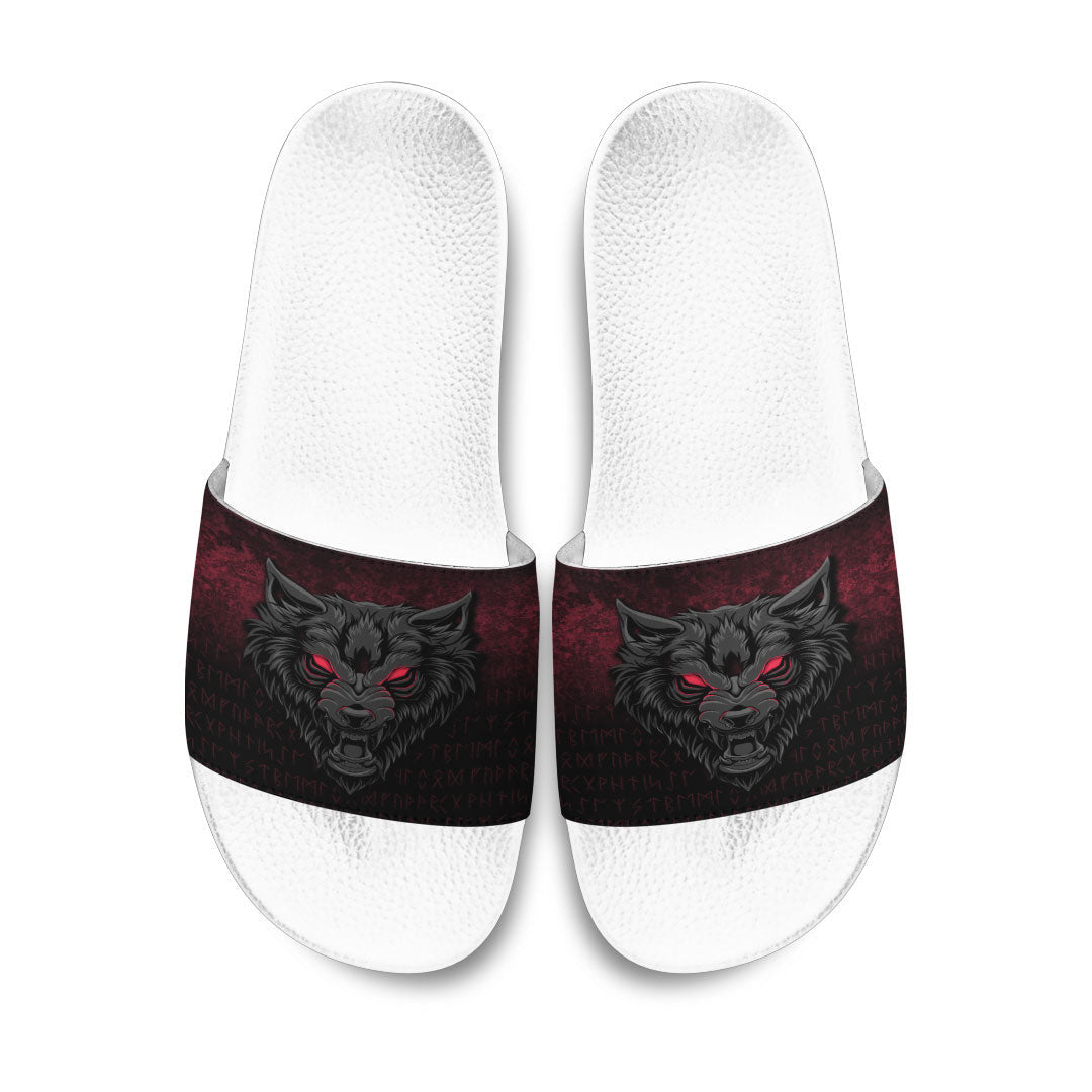 Slide Sandals Fenrir Wolf Viking Symbol Norse Mythologie Slide Sandals