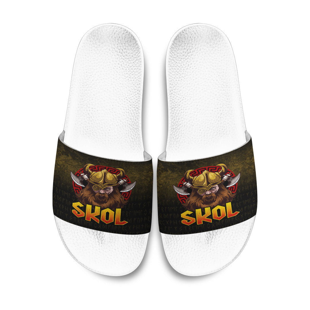 Slide Sandals Skol Viking Beer Norse Mythology Warrior Drinking Slide Sandals