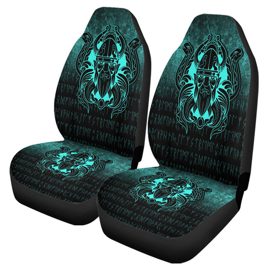 Car Seat Covers Nordic Warrior Valhalla Norse Cyan Version Car Seat Covers