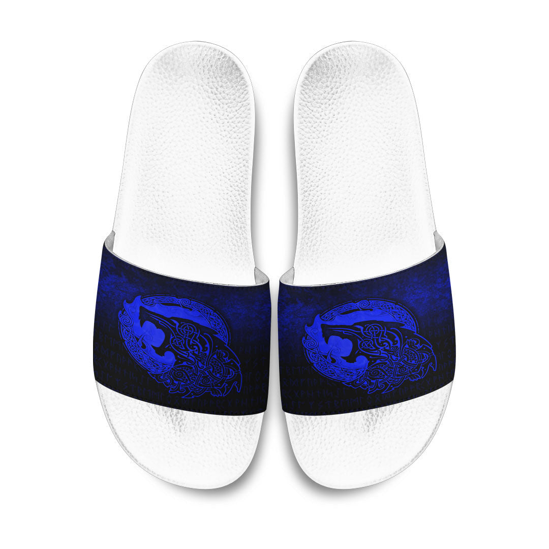 Slide Sandals Fenrir Viking 3D Tattoo Blue Version Slide Sandals