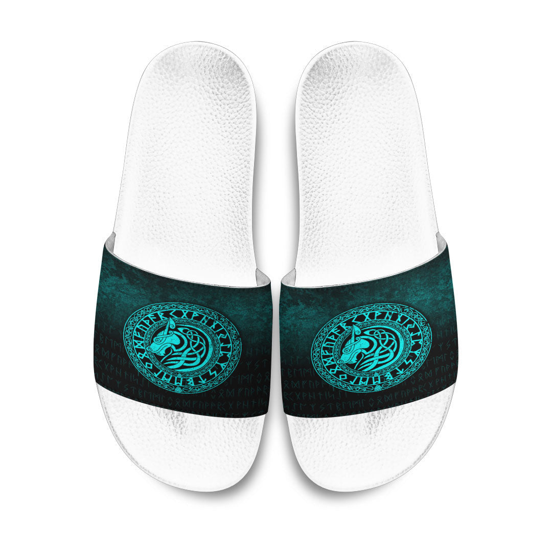 Slide Sandals Viking Wolf Cyan Version Slide Sandals