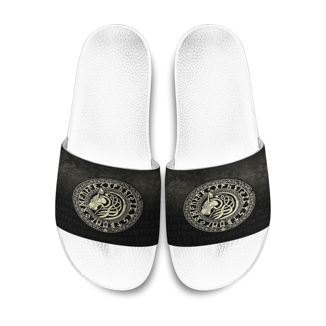 Slide Sandals Viking Wolf Gold Version Slide Sandals