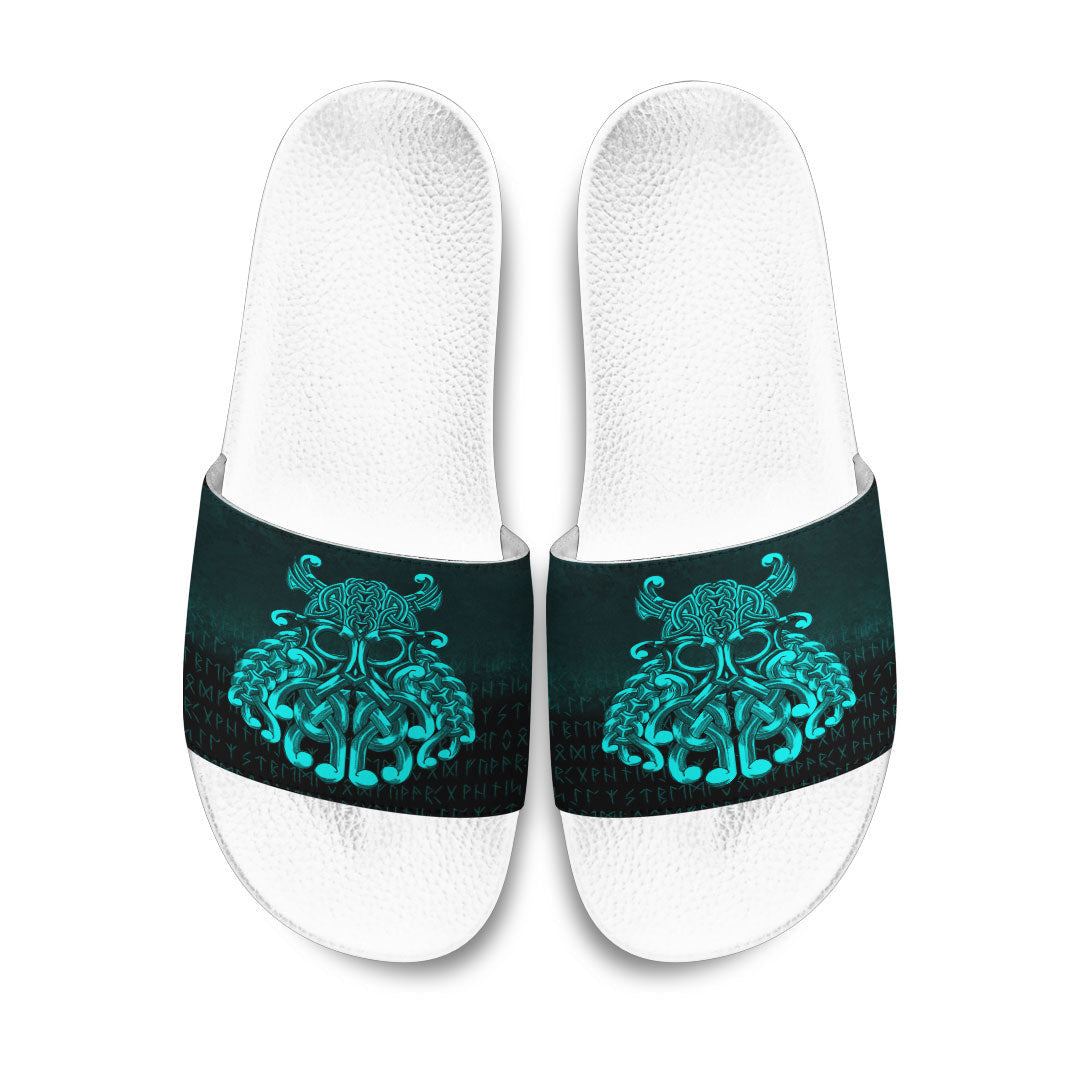 Slide Sandals Vikings Odin Valhalla Cyan Version Slide Sandals