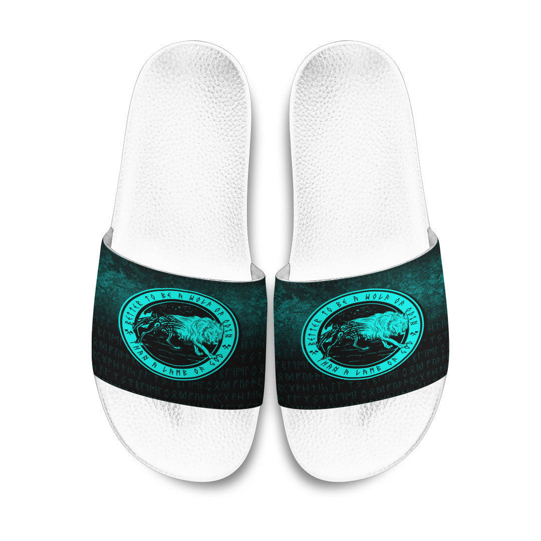 Slide Sandals Wolf Of Odin Cyan Version Slide Sandals