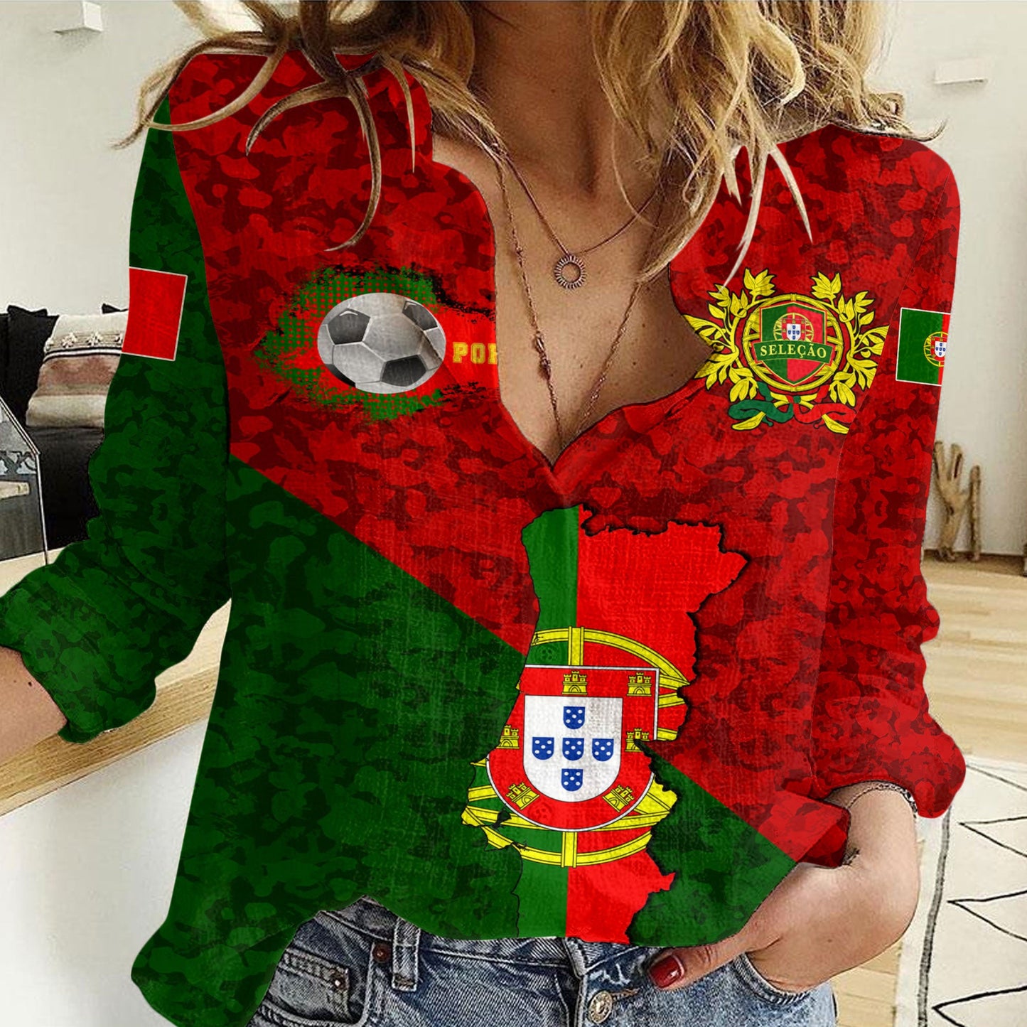 Clothing Portugal Football Women Casual Shirt