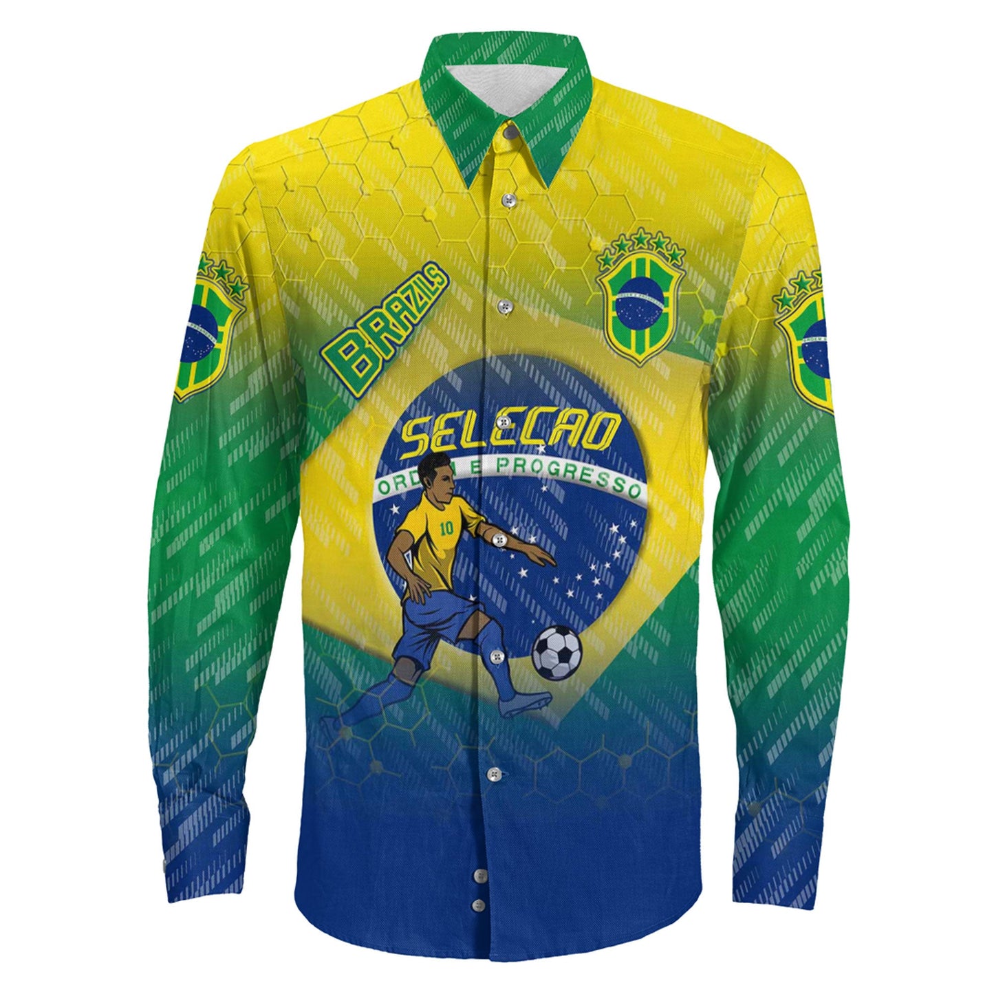 Clothing Brazils Gradiant Sporty Style Long Sleeve Button Shirt